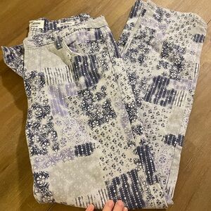 NWOT Kensie Blue and White Patchwork Jeans